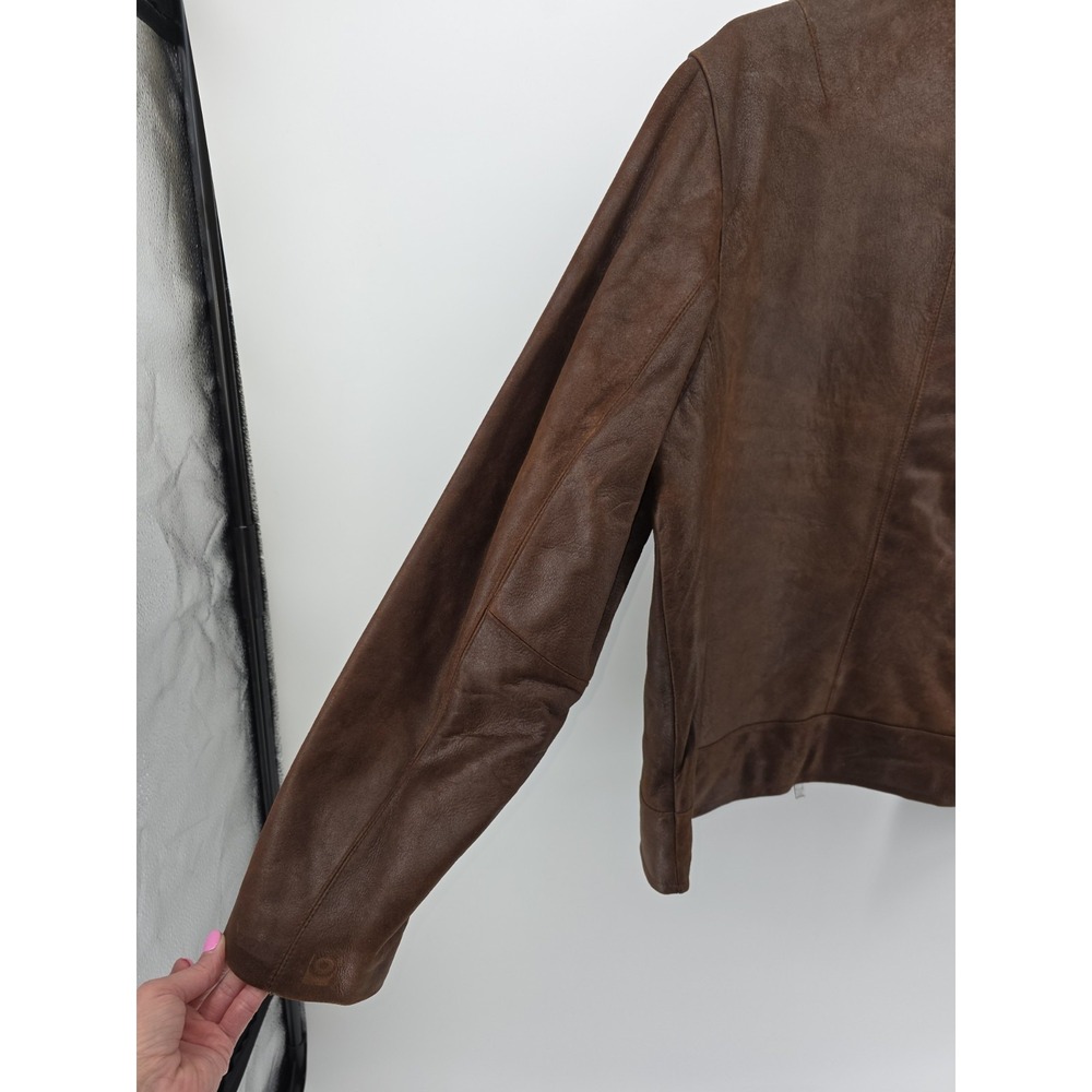 Bernardo Leather Bomber Jacket Size S Brown NWOT - Picture 10 of 16
